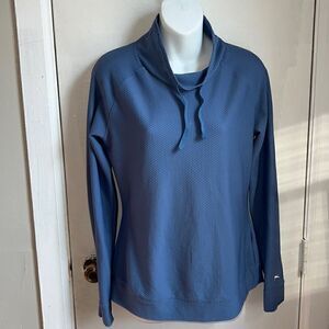 SLAZENGER GOLF Cornflower Blue Textured Mockneck Pullover Sweater-S